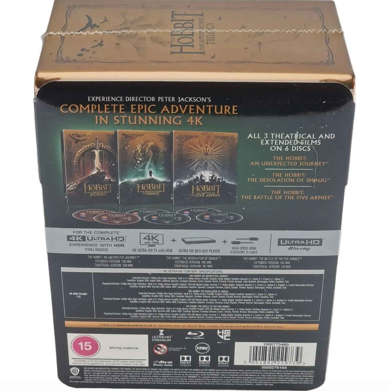 The Hobbit Trilogy Extended 4K Blu-Ray Steelbook Set (Limited Edition)